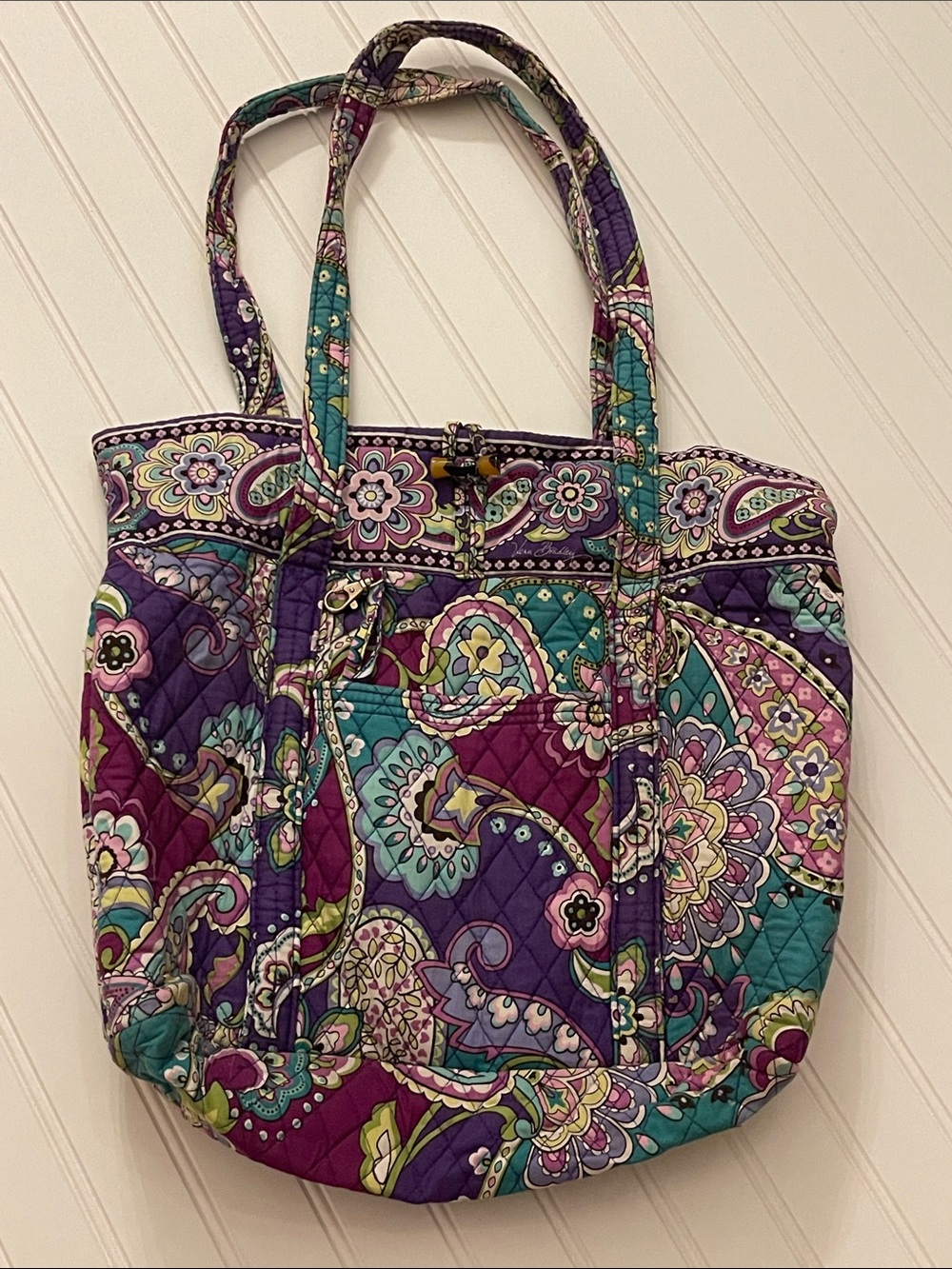 Vera Bradley Quilted Paisley Tote in Teal, Purple & Pink